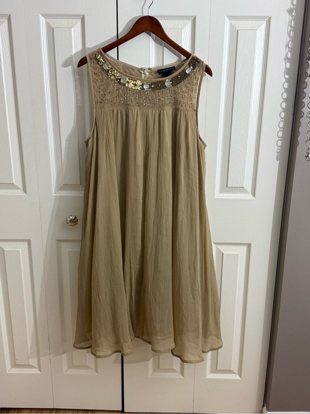 Lane Bryant Tan Beaded Neckline Chiffon Girls' Dress